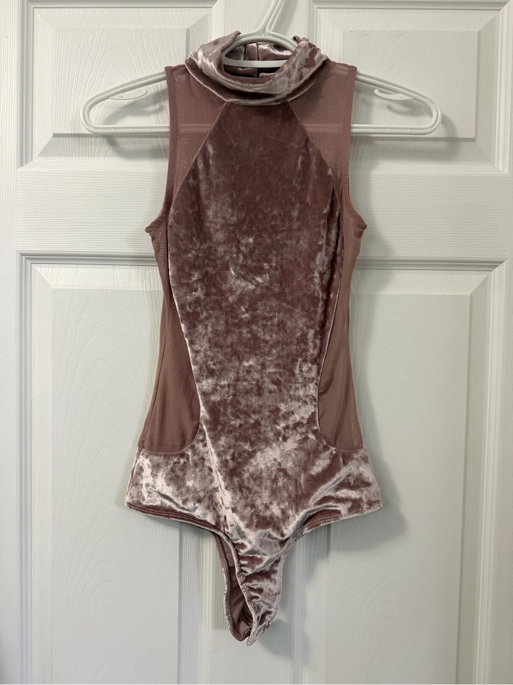 Revamped Velvet Mock Neck Bodysuit in Dusty Mauve